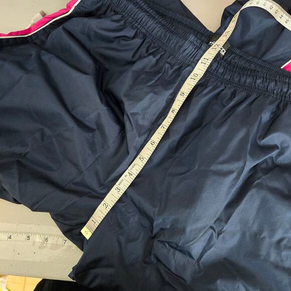 Vintage Y2K Navy Pink Stripe Nylon Windbreaker Pants Size XL Athletic Sporty - Picture 6 of 9